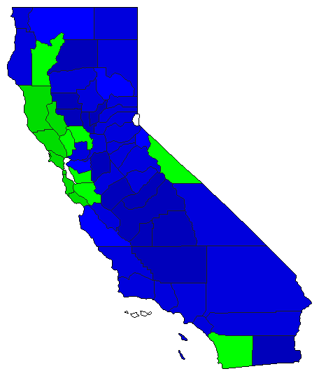 2000 California County Map of Republican Primary Election Results for President