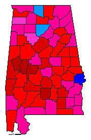 2002 Alabama County Map of Democratic Primary Election Results for State Auditor