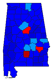 2002 Alabama County Map of Republican Primary Election Results for State Auditor