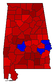 2002 Alabama County Map of Democratic Runoff Election Results for State Auditor