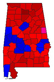 2002 Alabama County Map of Democratic Primary Election Results for Secretary of State