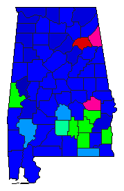 2002 Alabama County Map of Republican Primary Election Results for Secretary of State