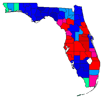 2002 Florida County Map of Democratic Primary Election Results for Attorney General