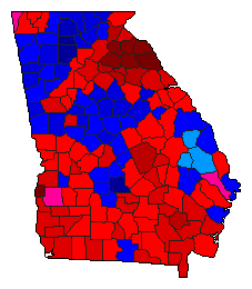2002 Georgia County Map of Republican Primary Election Results for Lt. Governor