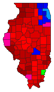 2002 Illinois County Map of Democratic Primary Election Results for Governor