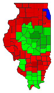 2002 Illinois County Map of Democratic Primary Election Results for Lt. Governor