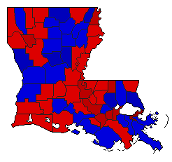 2002 Louisiana County Map of General Election Results for Senator