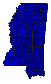 2002 Mississippi County Map of General Election Results for Senator