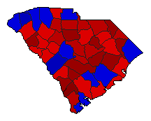 2002 South Carolina County Map of General Election Results for State Treasurer