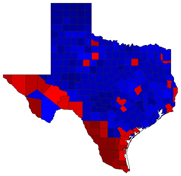 2002 Texas County Map of General Election Results for Senator