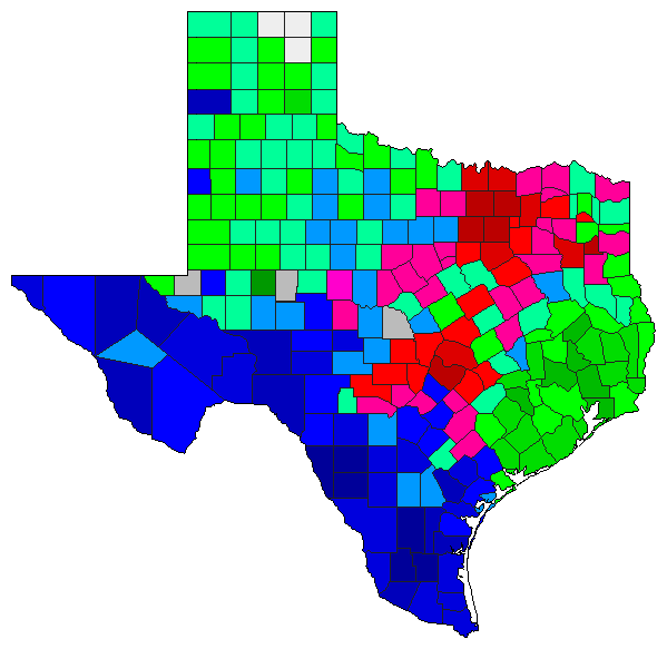 2002 Texas County Map of Democratic Primary Election Results for Senator