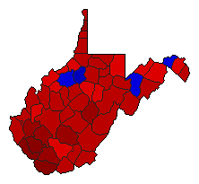 2002 West Virginia County Map of General Election Results for Senator