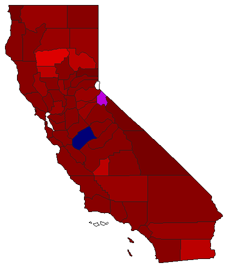 2002 California County Map of Open Primary Election Results for Controller