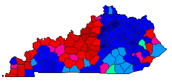 2003 Kentucky County Map of Democratic Primary Election Results for Secretary of State