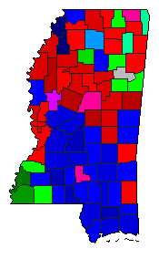 2003 Mississippi County Map of Republican Primary Election Results for State Treasurer
