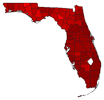 2004 Florida County Map of Democratic Primary Election Results for President