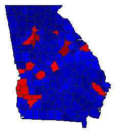 2004 Georgia County Map of General Election Results for Senator
