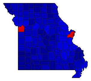 2004 Missouri County Map of General Election Results for Senator