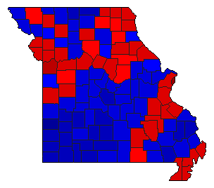 2004 Missouri County Map of General Election Results for Secretary of State