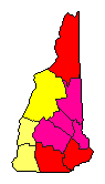 2004 New Hampshire County Map of Democratic Primary Election Results for President
