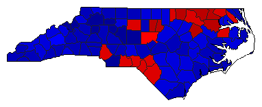 2004 North Carolina County Map of General Election Results for President