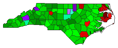 2004 North Carolina County Map of Democratic Primary Election Results for President