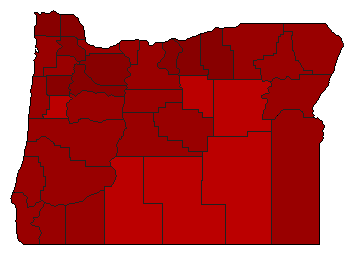 2004 Oregon County Map of Democratic Primary Election Results for President