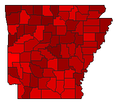 2004 Arkansas County Map of Democratic Primary Election Results for President