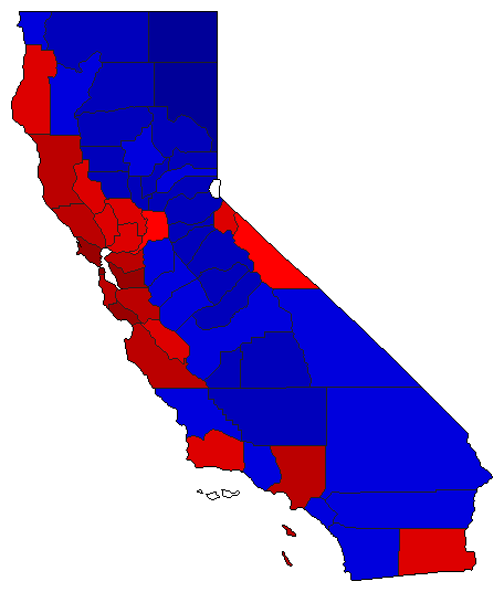 2004 California County Map of General Election Results for President