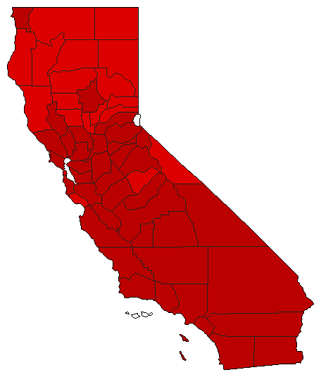 2004 California County Map of Democratic Primary Election Results for President