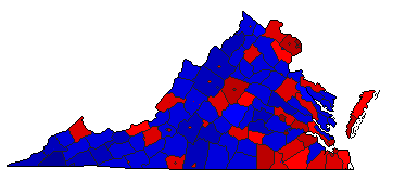 2005 Virginia County Map of General Election Results for Governor