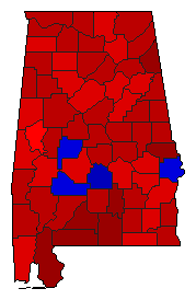 2006 Alabama County Map of Democratic Primary Election Results for Governor