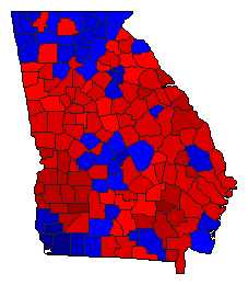 2006 Georgia County Map of Democratic Primary Election Results for Governor