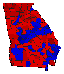 2006 Georgia County Map of Democratic Runoff Election Results for Secretary of State