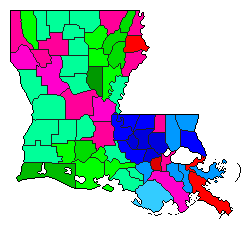 2006 Louisiana County Map of Open Primary Election Results for Secretary of State