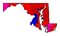 2006 Maryland County Map of Democratic Primary Election Results for Senator