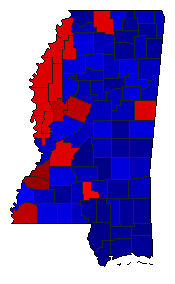 2006 Mississippi County Map of General Election Results for Senator
