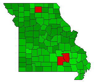2006 Missouri County Map of Open Primary Election Results for Referendum