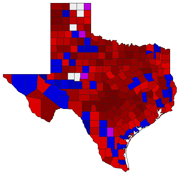 2006 Texas County Map of Democratic Runoff Election Results for Senator