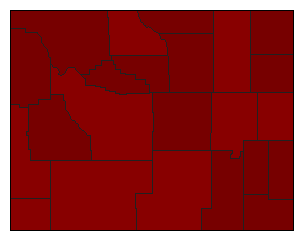 2006 Wyoming County Map of Democratic Primary Election Results for Governor