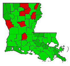 2007 Louisiana County Map of Open Primary Election Results for Referendum