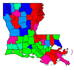 2007 Louisiana County Map of Open Primary Election Results for Attorney General