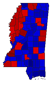 2007 Mississippi County Map of General Election Results for Secretary of State