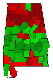 2008 Alabama County Map of Democratic Primary Election Results for President