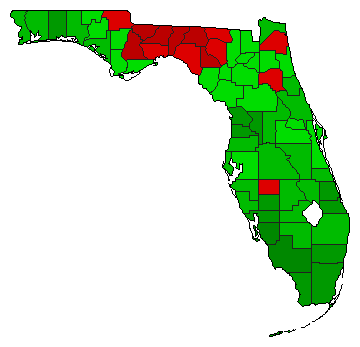 2008 Florida County Map of Open Primary Election Results for Referendum