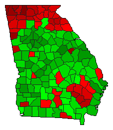 2008 Georgia County Map of Democratic Primary Election Results for President