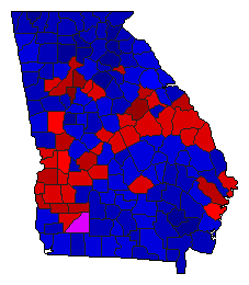 2008 Georgia County Map of General Election Results for Senator