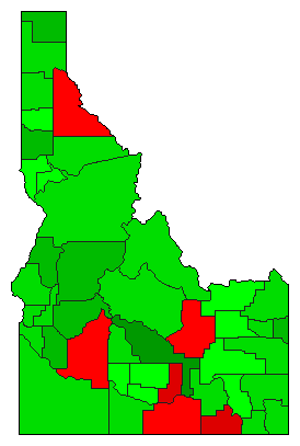 2008 Idaho County Map of Democratic Primary Election Results for President
