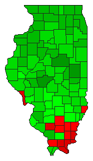 2008 Illinois County Map of Democratic Primary Election Results for President