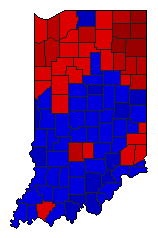 2008 Indiana County Map of Democratic Primary Election Results for Governor